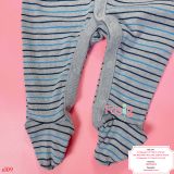  [3-6M] Sleepsuit Cúc Bấm Có Vớ Bé trai ON - Xám Sọc Xanh 