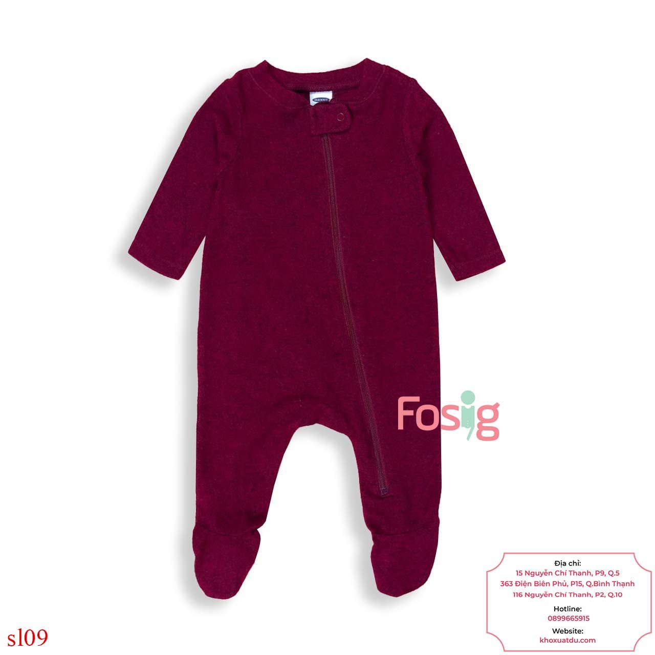  [0-6M] Sleepsuit Khóa Kéo Có Vớ Bé Trai ON - Đỏ Len 