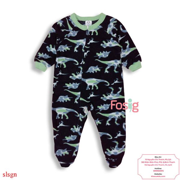  [8-9kg] Sleepsuit Nỉ Bé Trai Gerber - Đen Khủng Long 