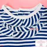  [0-3m, 12m-24m] Bodysuit Tay Ngắn Bé Gái Oskos - Sọc Navy Cổ Bèo 