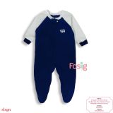  [10-11kg] Sleepsuit Nỉ Bé Trai Gerber - Xanh Navy Tay Xám 