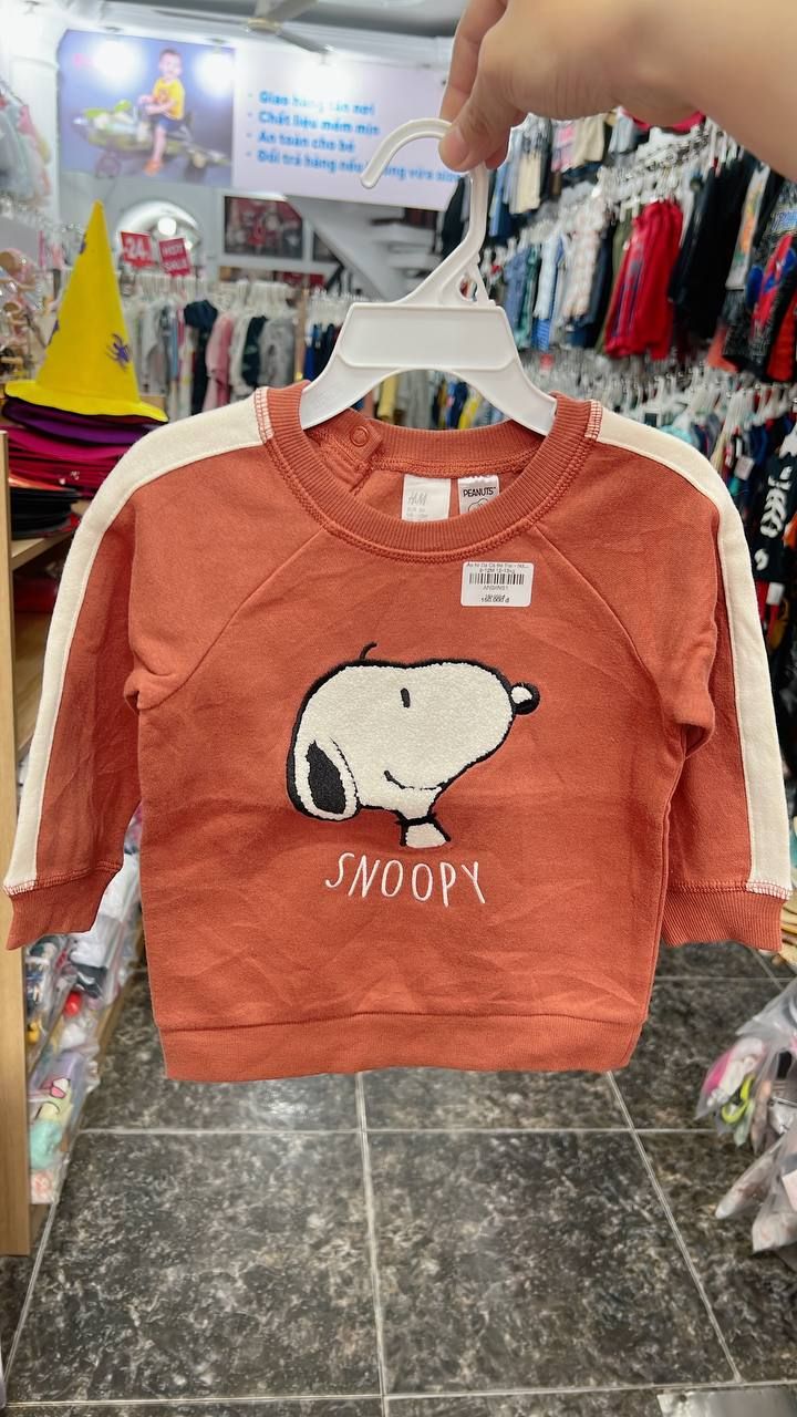  [12-13kg] Áo Nỉ Da Cá Bé Trai - Nâu Snoopy 