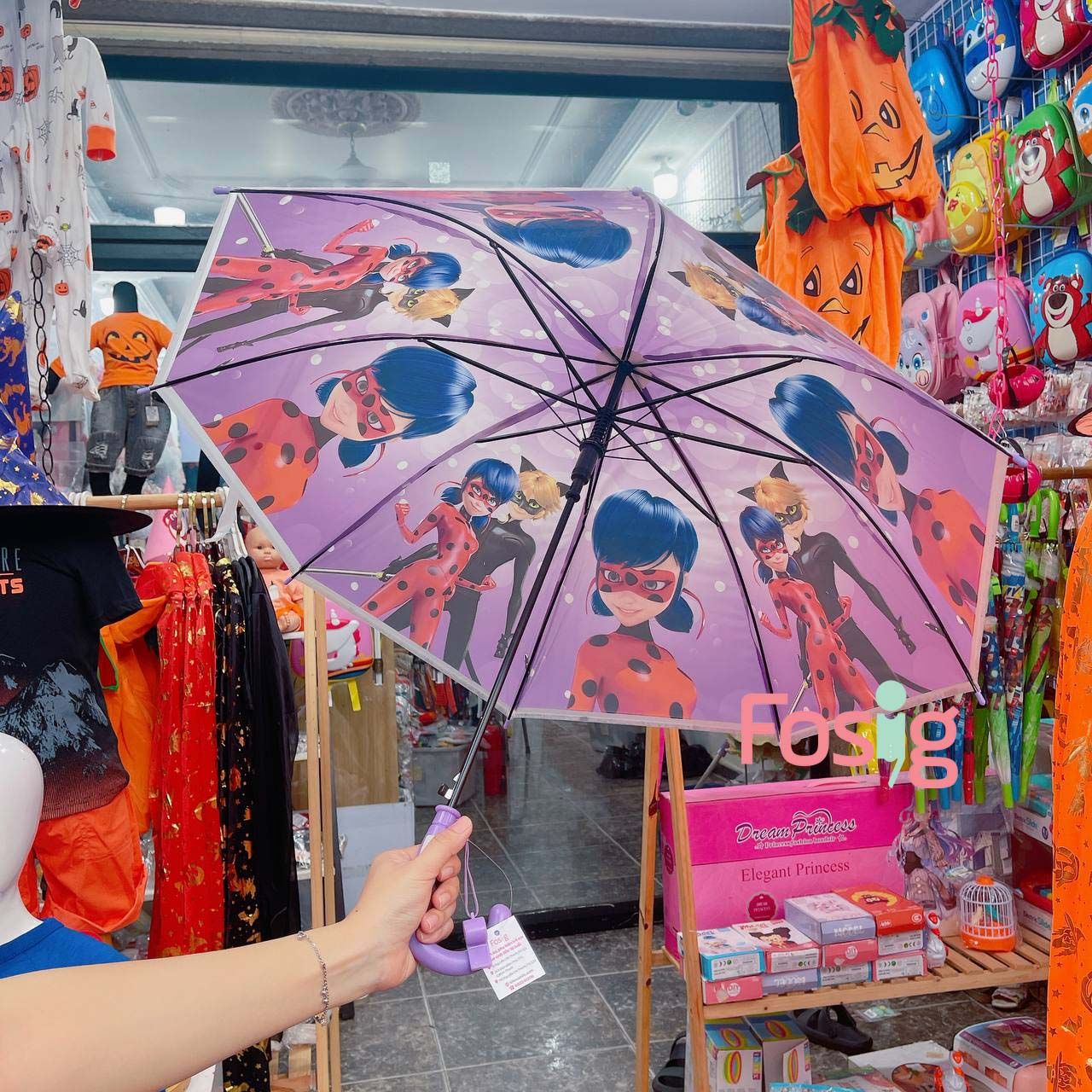 Dù Size Lớn Che Mưa, Nắng Có Còi Cho Bé - Tím Ladybug