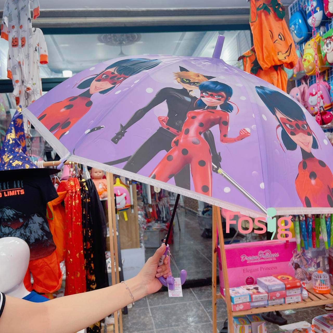Dù Size Lớn Che Mưa, Nắng Có Còi Cho Bé - Tím Ladybug