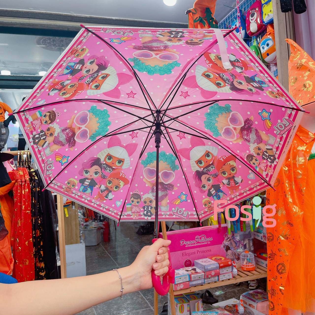 Dù Size Lớn Che Mưa, Nắng Có Còi Cho Bé - Hồng Bé Gái