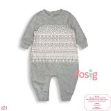  [3-6M] Sleepsuit Cúc Bấm Không Vớ Bé Trai GP - Xám Thổ Cẩm 