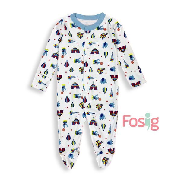  [0-3m] Sleepsuit For Baby Bé Trai - Trắng Rạp Xiếc 