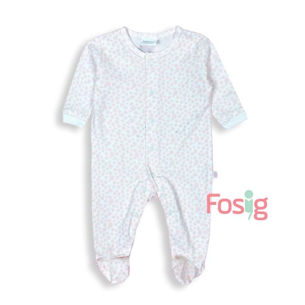  [0-6m] Sleepsuit Marquise Bé Gái - Trắng Chấm Hồng 