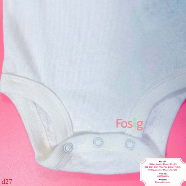  [0-24m] Bodysuit Tay Ngắn Bé Trai Cter50 - Trắng Trơn 