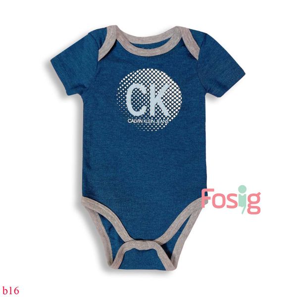  [6-9m] Bodysuit Tay Ngắn Bé Trai CK - Navy Ck 