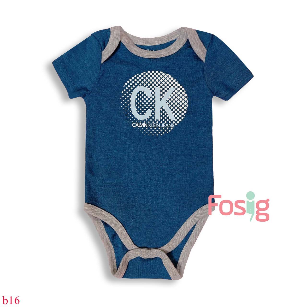  [6-9m] Bodysuit Tay Ngắn Bé Trai CK - Navy Ck 