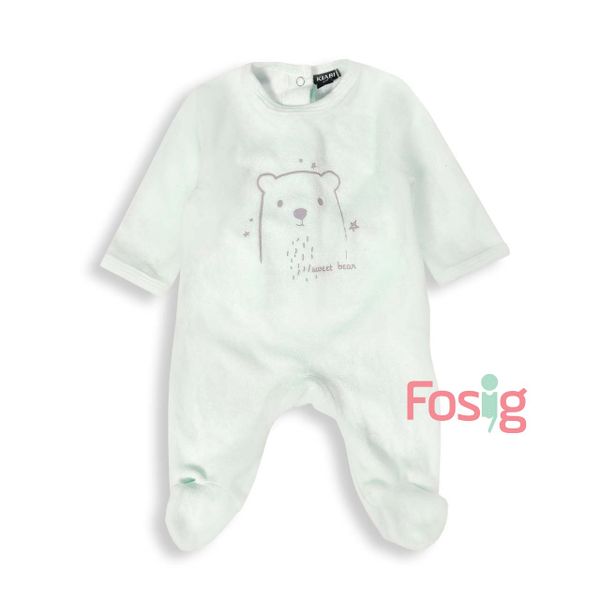  [0-Nb] Sleepsuit Kiabi Bé Trai - Xanh Ngọc Gấu 