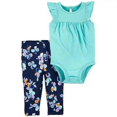  [12-18m] Set Bodysuit Và Quần Bé Gái Cter - Xanh Ngọc 