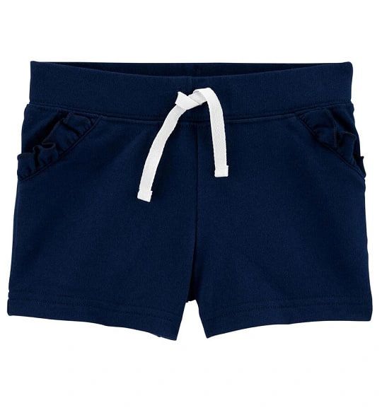  [9m-12m; 4T-5T] Quần Short Da Cá Bé Gái Cter - Navy Dây Trắng 