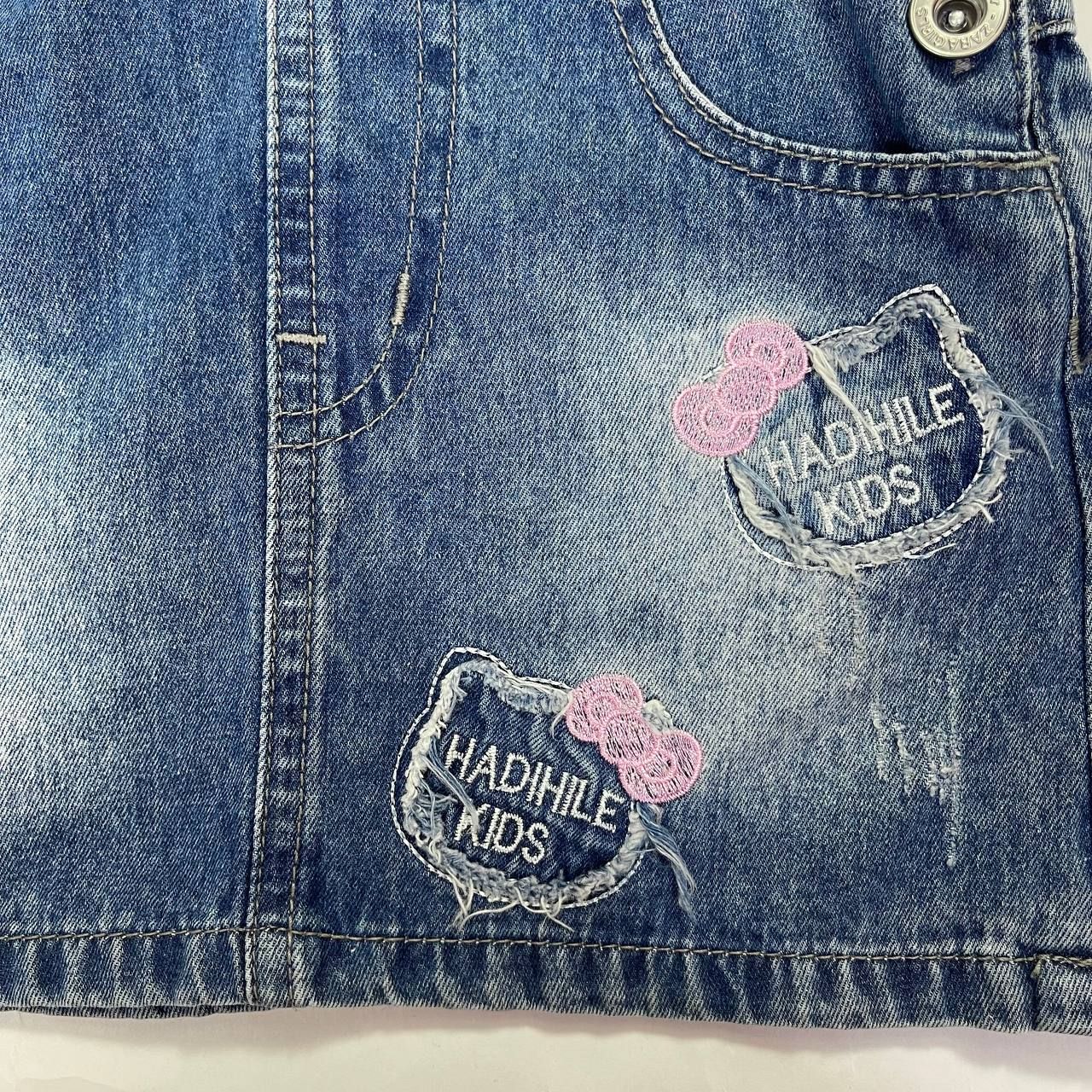  [12m-4T] Yếm Đầm Jean Bé Gái ZR - Xanh Jean Kitty 