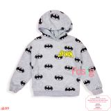  [16-19kg] Áo Hoodie Nỉ PM Bé Trai - Xám Batman Vàng 