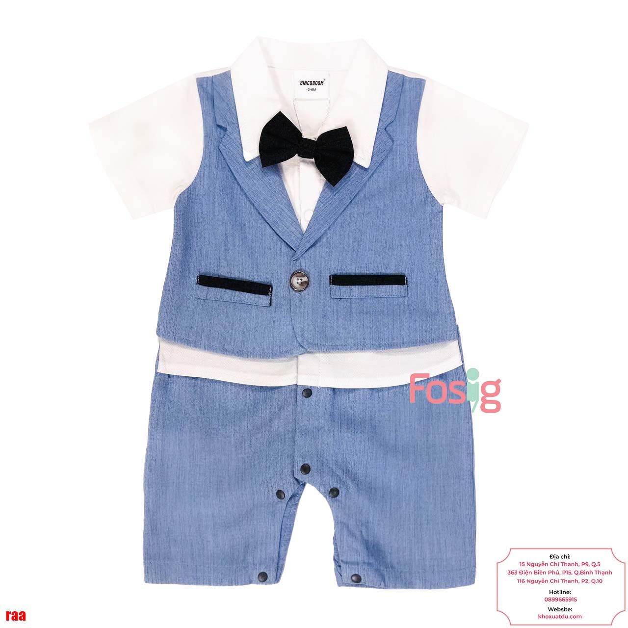  [5-9kg] Set Giả Vest Công Tử Bé Trai - Xanh Nơ Đen 