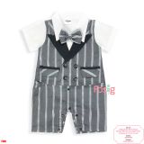  [5-9kg] Set Giả Vest Công Tử Bé Trai - Xám Sọc Xanh TN 