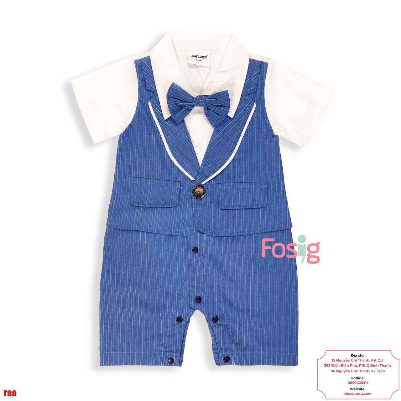  [5-8kg] Set Giả Vest Công Tử Bé Trai - Trắng Xanh Sọc 