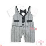  [5-9kg] Set Giả Vest Công Tử Bé Trai - Xám Sọc 8504 