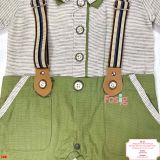  [5-9kg] Set Giả Vest Công Tử Bé Trai - Xám Sọc Xanh Lá 