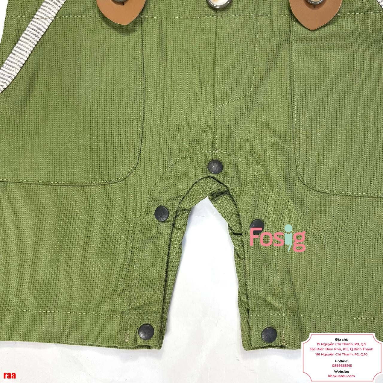  [5-9kg] Set Giả Vest Công Tử Bé Trai - Xám Sọc Xanh Lá 