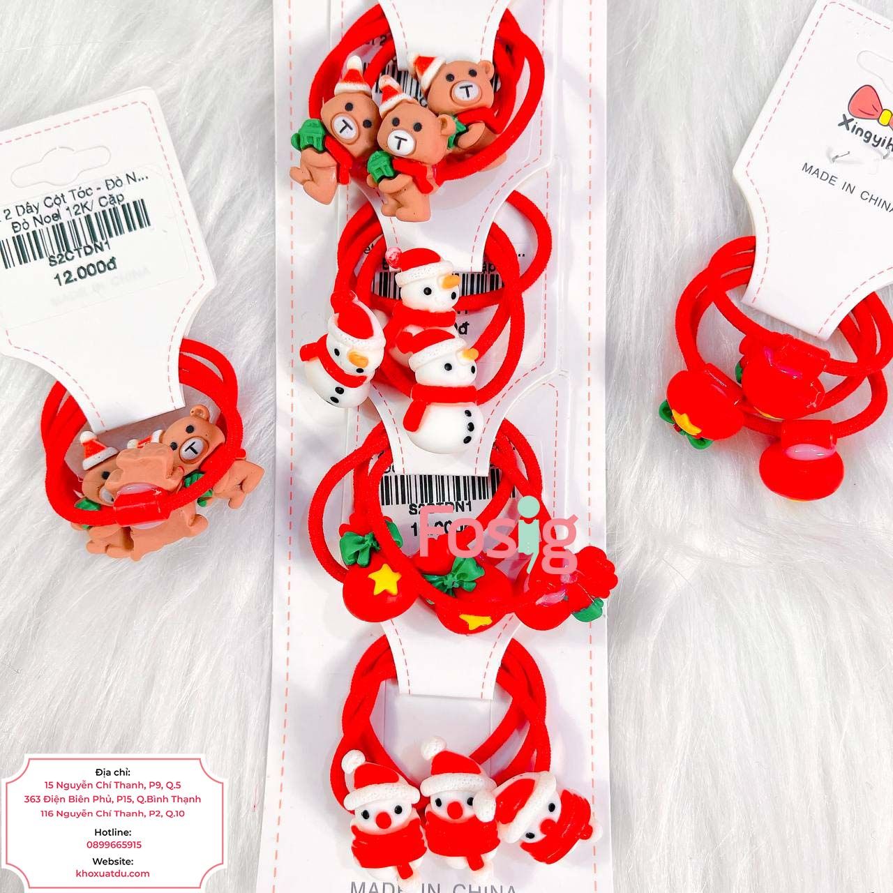 Set 2 Dây Cột Tóc - Đỏ Noel