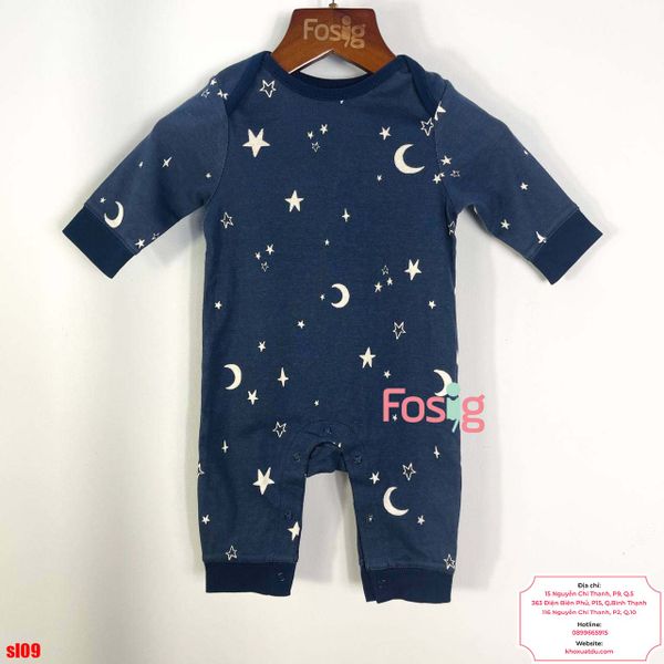  [0-12M] Sleepsuit ON Bé Trai - Navy Trăng Sao 