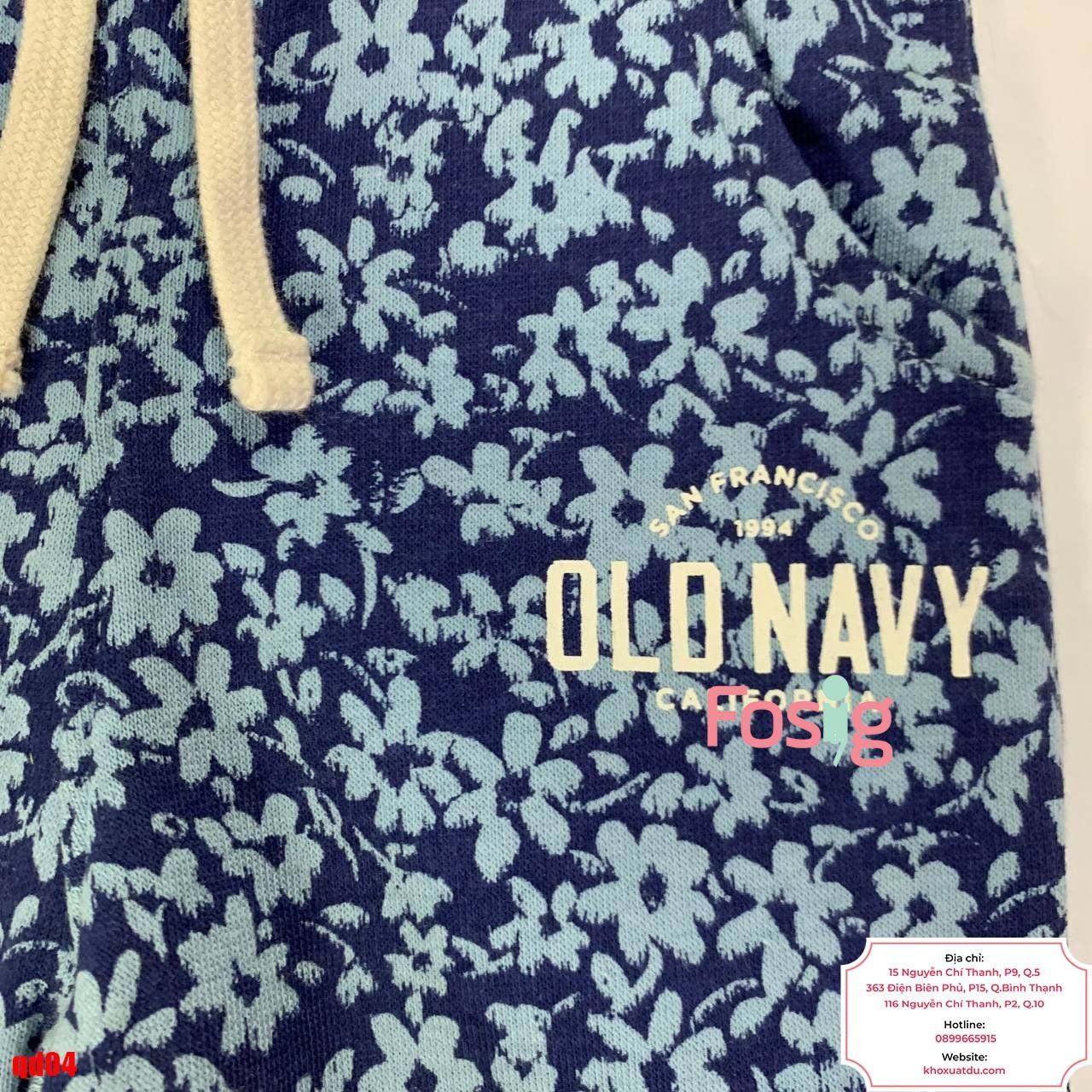  [9-10kg; 12-13kg] Quần Jogger Nỉ ON Bé Gái - Navy Hoa Xanh 