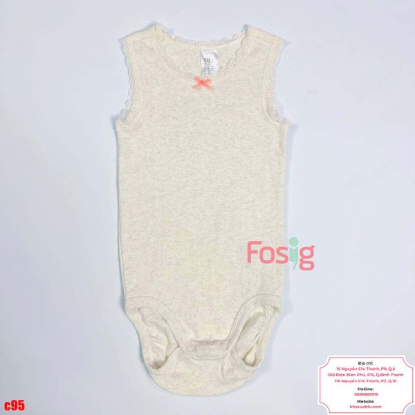  [1-2T] Bodysuit 3 Lỗ HM Bé Gái  - Kem Xám 