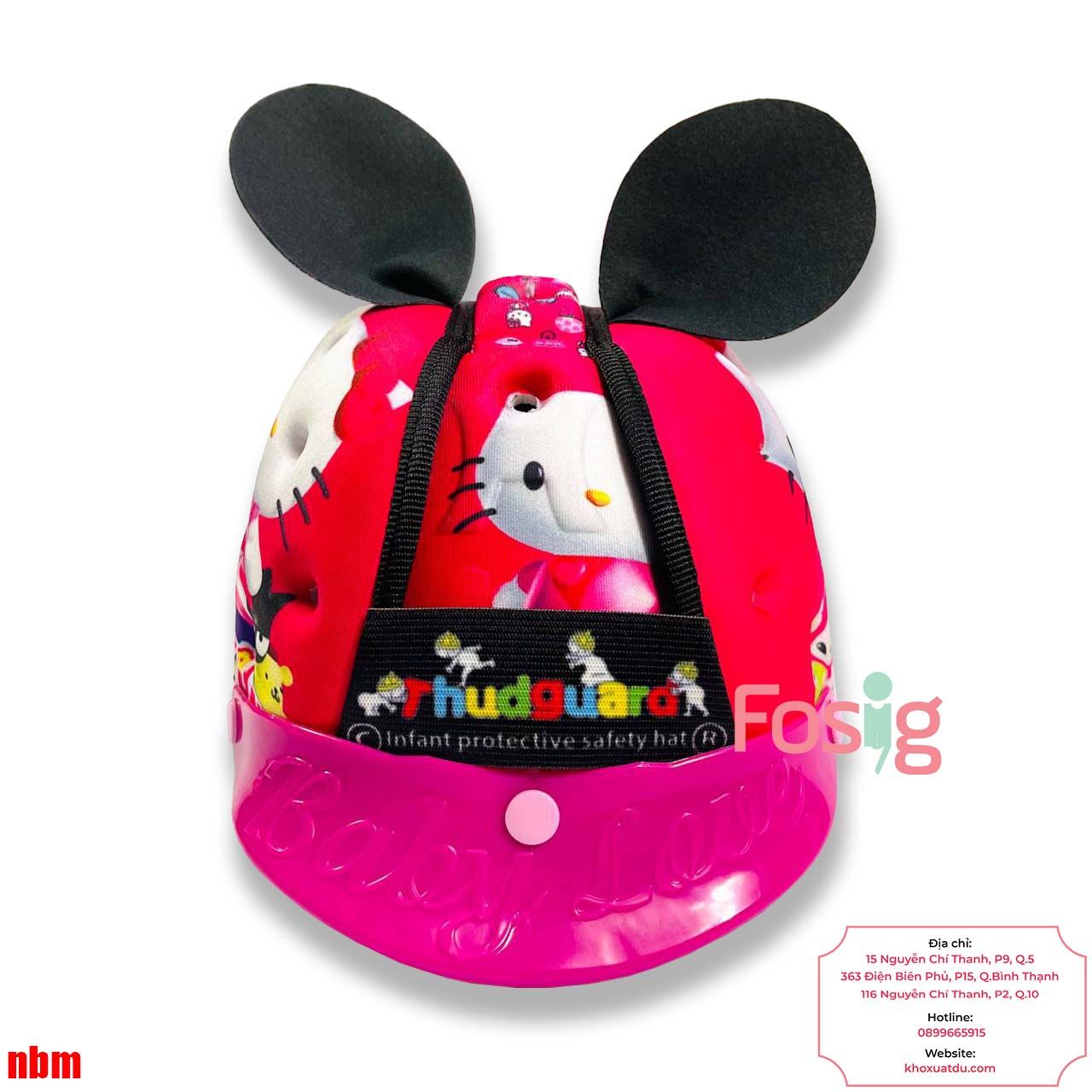 Nón Bảo Vệ Đầu Cho Bé Từ 1 Đến 36 Tháng Tuổi - Hồng Hello Kitty