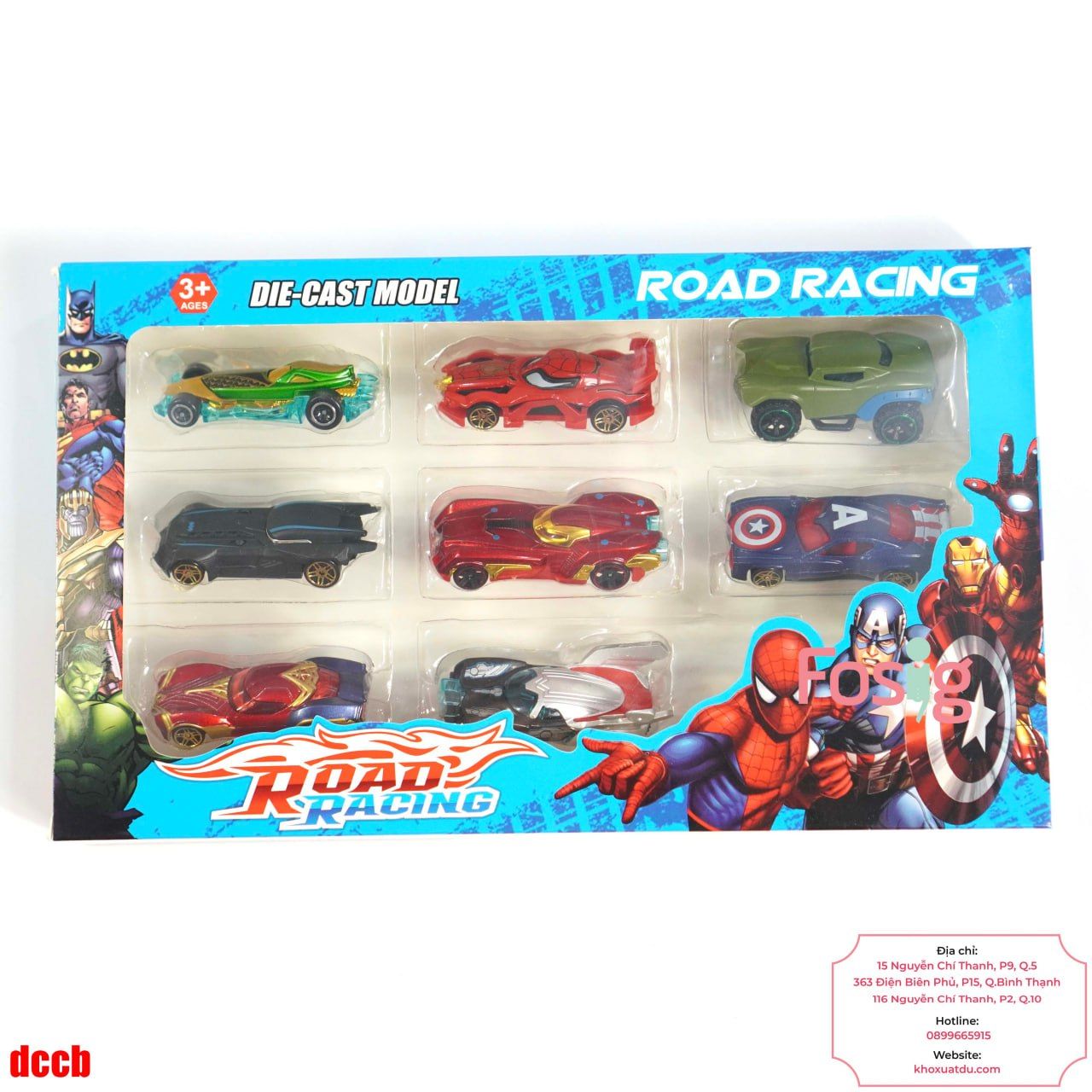 Hộp 8 Xe Kim Loại Siêu Anh Hùng DC Road Racing