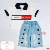  [14-15kg] Set Đồ Bộ Đùi Bé Trai - Trắng Tommy 