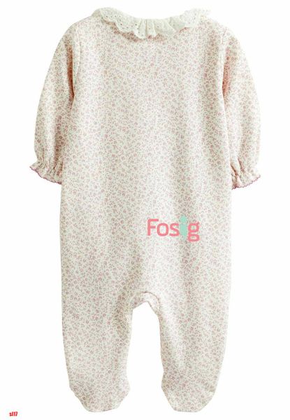  [14-15kg] Sleepsuit Có Vớ Cúc Bấm Nxt Bé Gái  - Trắng Hoa Nấm Thỏ 