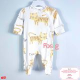  [nb-6m] Sleepsuit Có Vớ Cúc Bấm Nxt Bé Trai - Trắng Hổ 