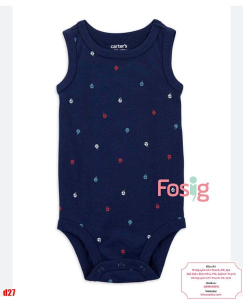  [0-24m] Bodysuit 3 Lỗ Bé Trai Cter50 - Navy Thuyền Nhỏ 