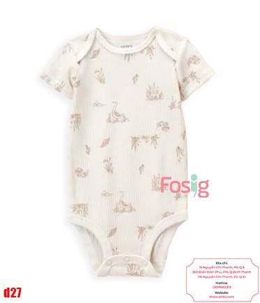  [0-24m] Bodysuit Tay Ngắn Bé Trai Cter50 - Kem Sọc Cỏ Vịt 