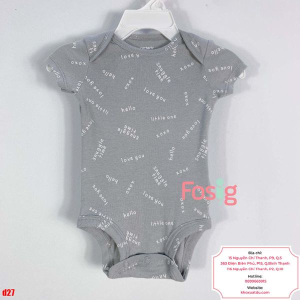  [0-18m] Bodysuit Tay Ngắn Bé Trai Cter50 - Xám Chữ Trắng 