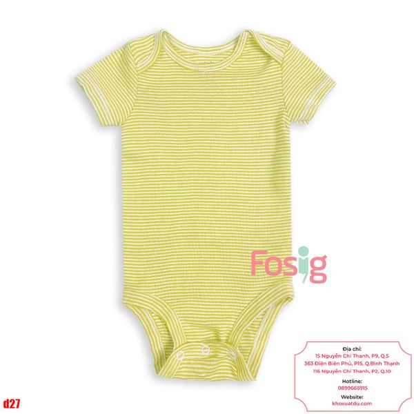  [0-6M] Bodysuit Tay Ngắn Bé Trai Cter50 - Sọc Xanh Rêu Nhỏ 