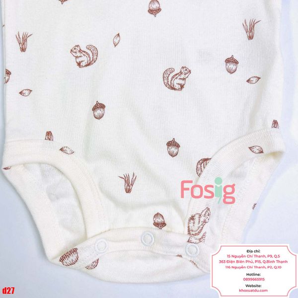  [0-24M] Bodysuit Tay Ngắn Bé Trai Cter50 - Trắng Sóc Nâu 