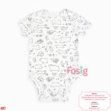  [0-24M] Bodysuit Tay Ngắn Bé Trai Cter50 - Trắng Thú Navy 