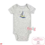  [NB ; 6-12M] Bodysuit Tay Ngắn Bé Trai Cter50 - Xám Thuyền Vàng 