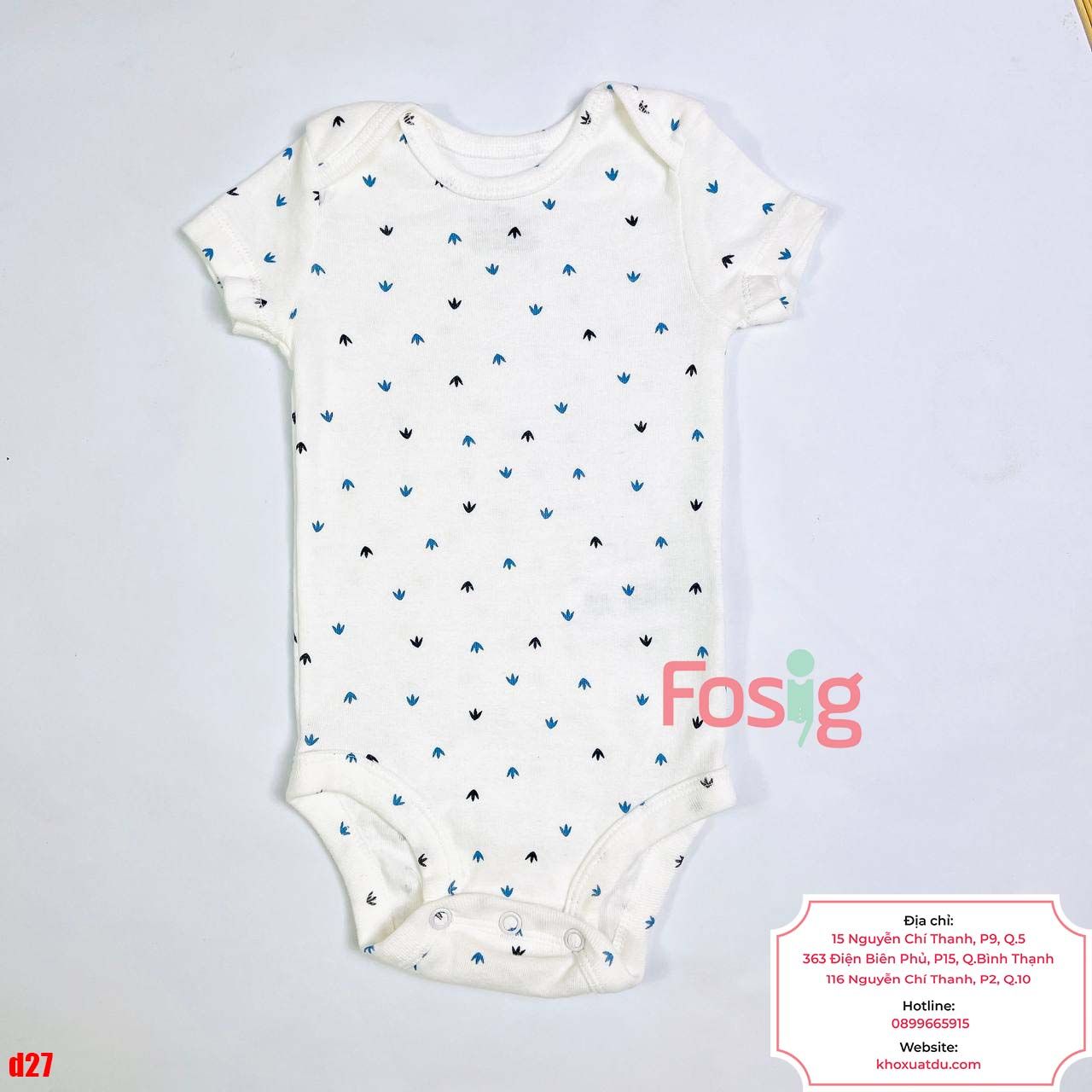  [0-3M ; 12M] Bodysuit Tay Ngắn Bé Trai Cter50 - Trắng Chim Én 