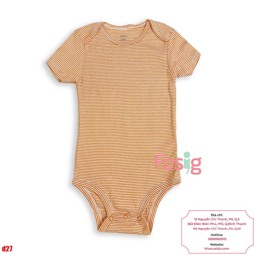  [12-13kg] Bodysuit Tay Ngắn Bé Trai Cter50 - Sọc Cam Đậm Nhỏ 