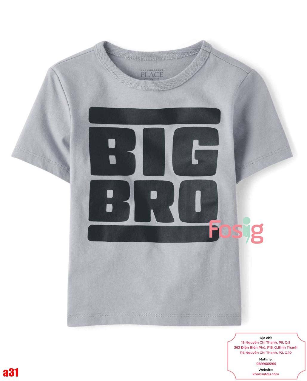  [10-13kg] Áo Thun Tay Ngắn Bé Trai PL - Xám Big Bro 