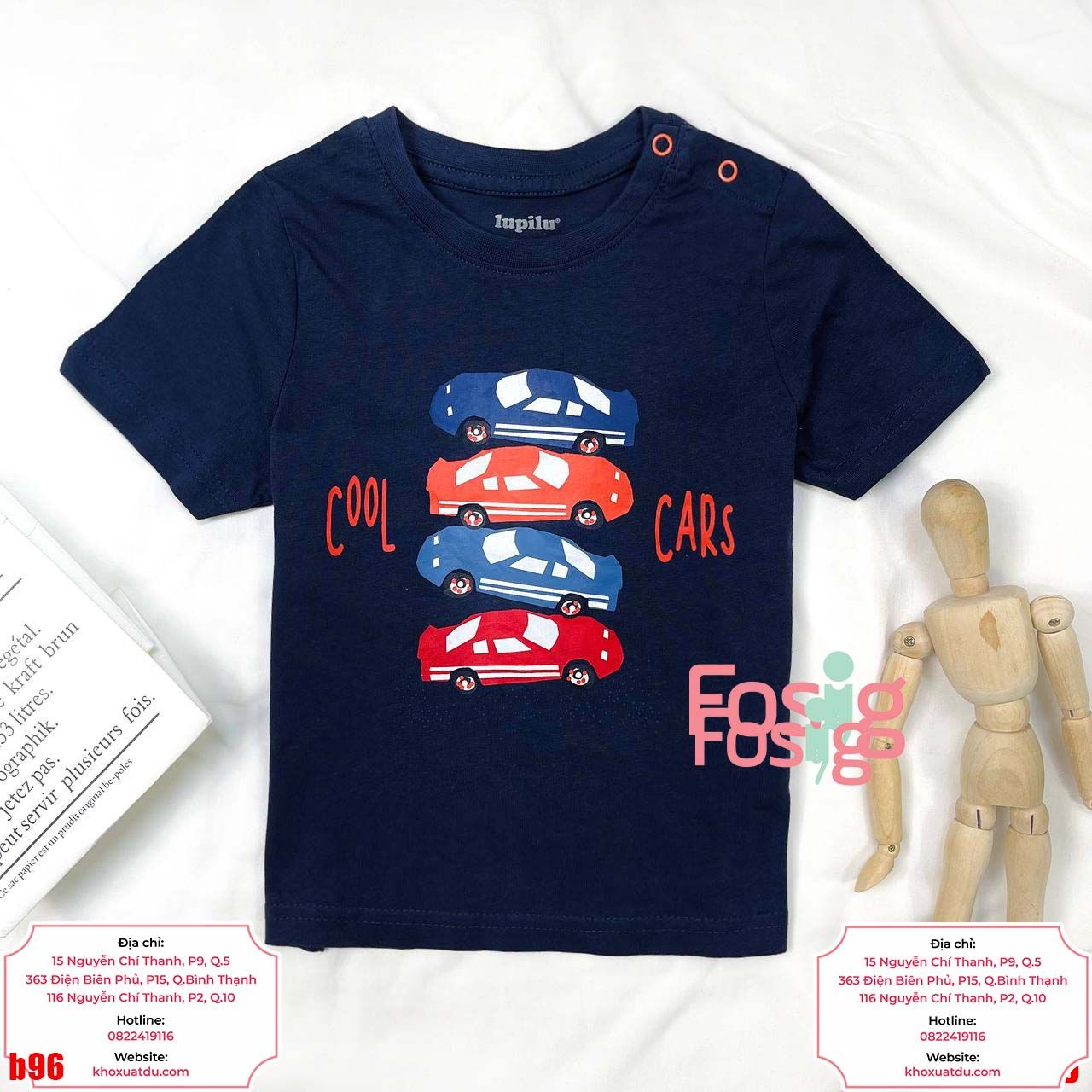 10-11kg Áo Thun Tay Ngắn Bé Trai Lupilu - Navy Cool Cars