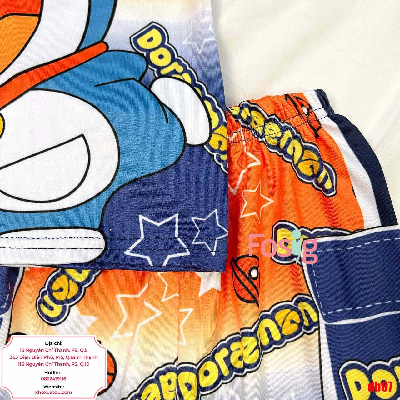 [7-17kg] Set Đồ Bộ Ngắn Thun Lạnh Bé Trai - Cam Doraemon 