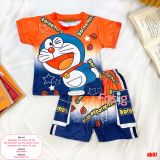  [7-17kg] Set Đồ Bộ Ngắn Thun Lạnh Bé Trai - Cam Doraemon 