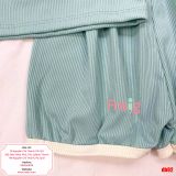  [6-11kg ; 14-16kg] Set Đồ Bộ Ngắn Thun Gân Cho Bé Unisex - Xanh KL 