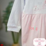  [6m] Sleepsuit Có Vớ Bé Gái - Trắng Hoa Hồng Chấm 